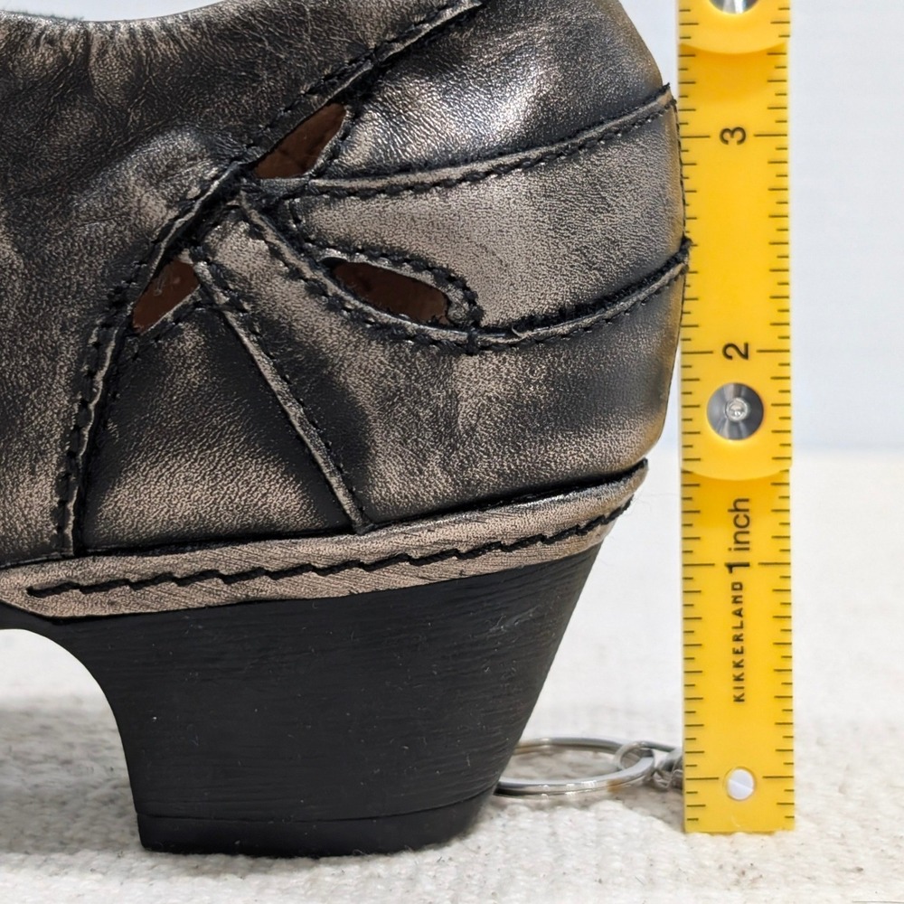 Rockport Metallic Pewter Bronze Leather Mary Jane Comfort Heels Velcro Strap 8.5 - Picture 9 of 12